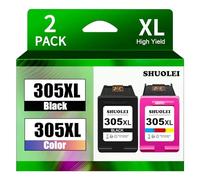 Cartouche d'encre remanufacturée 305xl Replacement Compatible avec HP 305 XL 305XL pour DeskJet Plus 4110 4120 4130 H-P Envy 6010 6020 6022 6030 6032 Envy Pro 6420 6422 6430 2710(1 Noir, 1 Tri-Colore)