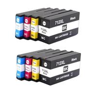Cartouche d'encre Remanufacturée Compatible avec Les Imprimantes HP 712, DesignJet T210, T230, T250 Et T650 (référence 712XL, 3ED71A Et 3ED67A).(712XL 2SET)