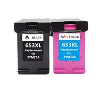 Cartouche d'encre Remanufacturée pour 653 653XL De Remplacement. Compatible avec L'imprimante DeskJet Ink Advantage 6075 6475(1BK 1C)