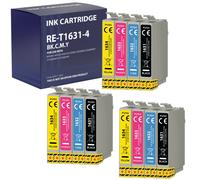 Pack 12 Cartouches d'encre remplacement pour Epson 16 16XL compatible Epson WorkForce WF-2510 WF2530 WF-2630 WF-2650 WF-2750 WF-2760 WF-2010 WF-2110 WF-2500 WF-2700 WF-2520 WF-2540 WF-2660 - Pack 3 No