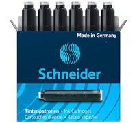 Cartouche d'encre Schneider standard avec fermeture bille pour stylos plume et rollers cartouche, bo te de 6 cartouches d'encre noire (6601)