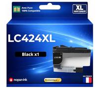 Cartouche Encre LC424BK LC424 LC 424 Compatible pour Brother Noir Haute capacité avec Puce 750 Pages