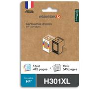Cartouche ESSENTIELB Pack Compatible H301 XL (Noir + 3 Couleurs Haute Capacité)