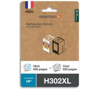 Cartouche ESSENTIELB Pack Compatible H302 XL (Noir + 3 Couleurs Haute Capacité)