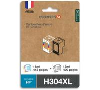 Cartouche ESSENTIELB Pack Compatible H304 XL (Noir + 3 Couleurs Haute Capacité)