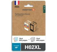 Cartouche ESSENTIELB Pack Compatible H62 XL (Noir + 3 Couleurs Haute Capacité)