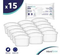 Cartouche filtrante - Aquafloow - cartouche pour Brita - Lot of 15 - Remplacement pour Brita Maxtra, Style, Merella Cool, Mavea