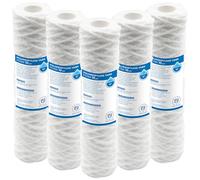 Cartouche filtrante en fil enroulé 10 pouces - Lot de 5, 5 µm pour éliminer les impuretés mécaniques comme sable, boue et rouille, durée max. 6 mois