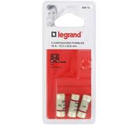 Legrand Cartouches fusibles 10,3x25,8 mm Sans témoin Protège courts-circuits et surcharges Lot de 3