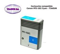 Cartouche générique Canon PFI102, PFI-102, PFI 102 (0896B001) Cyan +10f PPA6 -T3AZUR Cyan G