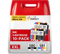 Cartouche Pgi-580 Cli-581 Xxl Remplacement Cartouche Pour Canon 581 580 Xxl Pour Ts8250 Ts6150 Ts8150 Ts8152 Ts8251 Ts6151 Tr8550 Tr7550 Multifonction Pour Télétravail Et Étudiants (10 Pack)
