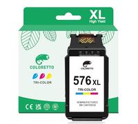 Cartouche pour Canon 576 Couleur pour Pixma TR4755i TR4756i TR4750i TR4751i TS3550i TS3551i TS3750i TS3751i TS3752i PG-575 Cartouche d'encre pour Canon 576 pour Cannon 576XL Encre pour Canon 576