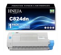 Cartouche Toner C824dn, Cartouches Toner Compatibles 46861308 46861307 46861306 46861305 pour OKI C824n C824dn C834nw C834dnw C835dnw C835dnwt C844dnw Imprimantes,Cyan-1 Pack