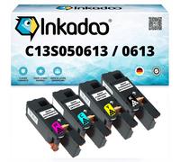 Inkadoo Lot de 4 cartouches de toner pour Epson C13S050614 / 0614 - Compatible avec Aculaser C 1700 Aculaser C 1700 Series Aculaser CX 17 NF Aculaser CX 1