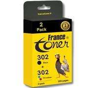 Cartouches 302 Noir Et Couleur Pack - Remplacement Cartouches Encre HP 302 (F6U65AE), Compatible HP OfficGenuine Ink Cartridge (HP302, Noir, 1 Tri-Couleur)