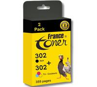Cartouches 302 Noir Et Couleur Pack - Remplacement Cartouches Encre Hp 302 (F6U65Ae), Compatible Hp Officejet Genuine Ink Cartridge (Hp302, Noir, 1 Tri-Couleur)