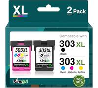 Cartouches 303 XL Noir et Couleur compatibles avec Cartouches HP 303 303 XL 303XL Noir et Couleur Encre pour HP Envy Photo 6230 6220 7830 6232 6234 7130 7134 (2 Pack)