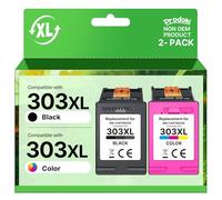 Cartouches 303 XL Noir et Couleur Remplacement pour HP Cartouches 303 303 XL 303XL Noir et Couleur Encre pour HP Envy Photo 6230 6220 7830 6232 6234 7130 7134 (1 Noir, 1 Couleur, 2 Pack)