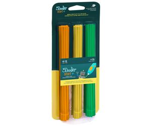 Cartouches 3Doodler Start ECO Mix2-75, Filament Compostable 75 pcs (25 Vert, Orange, Jaune), Ø 2.5mm, Longueur 150mm, Point de Fusion 65°C, RoHS