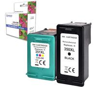 CARTOUCHES COMPATIBLES POUR HP 350 XL NOIR + 351 XL COULEUR 351XL 350XL CARTOUCHE IMPRIMANTE DESKJET D4260 OFFICEJET J5730 J5615 J5740 J6410 J6480 J6424 PHOTOSMART C400 C424242424 C428 0 PRINTER