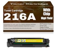 Cartouches de Toner 216A Noir Jaune Magenta et Cyan avec Puce compatibles W2410A W2411A W2412A W2413A pour HP M155A M155DW M155NW M182N M182NW M183FW M183NW M183FDW,Yellow-216A
