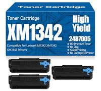 Cartouches de Toner 24B7005 M1342 XM1342 XM3142, Grande capacité, sans Puce Compatible pour Lexmark M1342 XM1342 XM3142 Imprimantes 18 000 Pages,24B7005-3PC