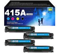 Cartouches de Toner 415A de Remplacement pour HP W2030A W2031A W2032A W2033A, compatibles pour imprimantes HP Color LaserJet Pro M454DN M454DW MFP M479DW M479FDN M479FDW,Cyan-1 Set