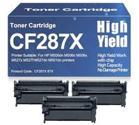 Cartouches de Toner 87X CF287X compatibles avec Les Cartouches 87A CF287A Haute capacité pour HP M506dn, M506n, M506x, M527z, M527f, M527dn, M501dn Imprimantes avec Puce,87X-3PC