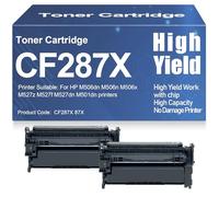 Cartouches de Toner 87X CF287X compatibles avec Les Cartouches 87A CF287A Haute capacité pour HP M506dn, M506n, M506x, M527z, M527f, M527dn, M501dn Imprimantes avec Puce,87X-2PC