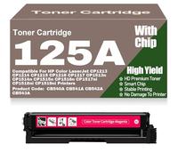 Cartouches de Toner CB540A CB541A CB542A CB543A 125A compatibles pour HP CP1213 CP1214 CP1215 CP1216 CP1217 CP1513n CP1514n CP1515n CP1516n CP1517ni CP1518ni CP1519ni,Magenta-125A