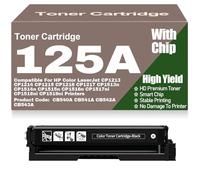 Cartouches de Toner CB540A CB541A CB542A CB543A 125A compatibles pour HP CP1213 CP1214 CP1215 CP1216 CP1217 CP1513n CP1514n CP1515n CP1516n CP1517ni CP1518ni CP1519ni,Black-125A