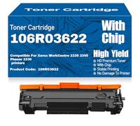 Cartouches de Toner compatibles 106R03622 avec Puce - Haute capacité et rendement pour Xerox WorkCentre 3335 3345 Phaser 3330 Imprimantes,106R03622-1PC