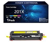 Cartouches de Toner Compatibles 201X 201A CF400X CF401X CF402X CF403X pour HP Color LaserJet Pro M252dw M252n MFP M277dw M277n M274n Imprimantes,Yellow-1 Pack