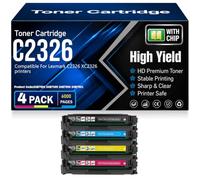 Cartouches de Toner compatibles C2326 (24B7502, 24B7499, 24B7500, 24B7501) pour Lexmark C2326 XC2326 Imprimantes avec Puce Haute capacité 6 000 Pages