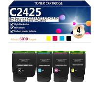 Cartouches de Toner Compatibles C2425 pour Lexmark C2325 MC2325 C2425 MC2425 MC2535 MC2640 Imprimantes, Transparentes et Durables,1 Set