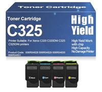 Cartouches de Toner compatibles C325 et C320 avec Puce : 006R04828, 006R04829, 006R04830 pour Xerox C320, C320DNI, C325, C325DNI Haute capacité,4Pack-C325