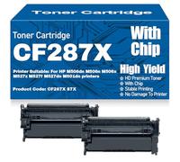 Cartouches de Toner compatibles CF287X avec Puce - Haute capacité et rendement pour HP M506dn M506n M506x M527z M527f M527dn M501dn Imprimantes,87X-2PC