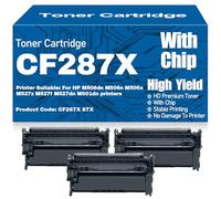 Cartouches de Toner compatibles CF287X avec Puce - Haute capacité et rendement pour HP M506dn M506n M506x M527z M527f M527dn M501dn Imprimantes,87X-3PC