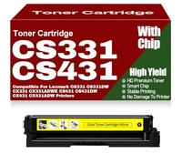 Cartouches de Toner compatibles CS331 CS431 Noir, Jaune, Magenta, Cyan, Remplacement pour Lexmark CS331 CS331DW CX331 CX331ADWE CS431 CS431DW CX431 CX431ADW,Yellow-CS331