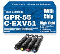 Cartouches de Toner compatibles GPR-55 C-EXV51 GPR55 CEXV51 Noir Jaune Magenta Cyan pour Canon C5535I C5540I C5550I C5560I C5735I C5740I C5750I C5760I,4Pack-GPR55 CEXV51