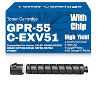 Cartouches de Toner compatibles GPR-55 C-EXV51 GPR55 CEXV51 Noir Jaune Magenta Cyan pour Canon C5535I C5540I C5550I C5560I C5735I C5740I C5750I C5760I,Black-GPR55 CEXV51