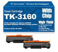 Cartouches de Toner compatibles Haute capacité TK-3160 pour Kyocera ECOSYS P3045dn P3145dn M3145idn M3645idn Imprimantes avec Puce,TK 3160-2PC