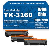 Cartouches de Toner compatibles Haute capacité TK-3160 pour Kyocera ECOSYS P3045dn P3145dn M3145idn M3645idn Imprimantes avec Puce,TK 3160-3PC