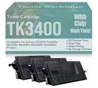 Cartouches de Toner compatibles PA4500x MA4500x TK3400 avec Puce Haute capacité pour Kyocera ECOSYS PA4500x MA4500x MA4500ix MA4500fx MA4500ifx Imprimantes : 12 500 Pages,TK3400-3PC