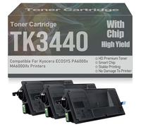 Cartouches de Toner compatibles PA6000x MA6000ifx TK-3440, Noir, avec Puce, Haut rendement, Haute capacité, pour Kyocera ECOSYS PA6000x MA6000ifx, 40 000 Pages,TK3440-3PC