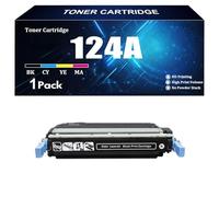 Cartouches de Toner compatibles pour HP Q6000A Q6001A Q6002A Q6003A 124A avec Remplacement de Puce à Haut rendement pour imprimante série HP CM1015 CM1017 1600 2600n 2605dn 2605dtn ,BK-1 Piece