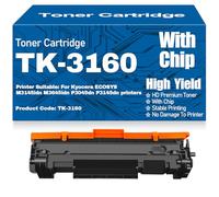 Cartouches de Toner compatibles TK-3160 avec Puce - Haute capacité et rendement pour Kyocera ECOSYS M3145idn M3645idn P3045dn P3145dn Imprimantes,TK 3160-1PC