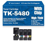 Cartouches de Toner compatibles TK-5480 avec Puce, Haute capacité et rendement pour Kyocera ECOSYS PA2101cwx PA2101cx MA2101cfx MA2101cwfx,4Pack-TK 5480