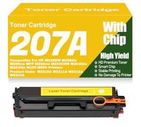 Cartouches de Toner compatibles W2210A W2211A W2212A W2213A 207A Noir Jaune Magenta Cyan pour HP M225DW M255dw M255nw MFP M282nw M283CDW M283fdw M283fdn M155 M554,Yellow-207A