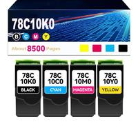 Cartouches de Toner CS421 de Remplacement pour imprimantes Lexmark 78C10KO, 78C10C0, 78C10MO, 78C10Y0, compatibles CS421, CS421dn, CS521, 521dn, CS622,4color-8500pages